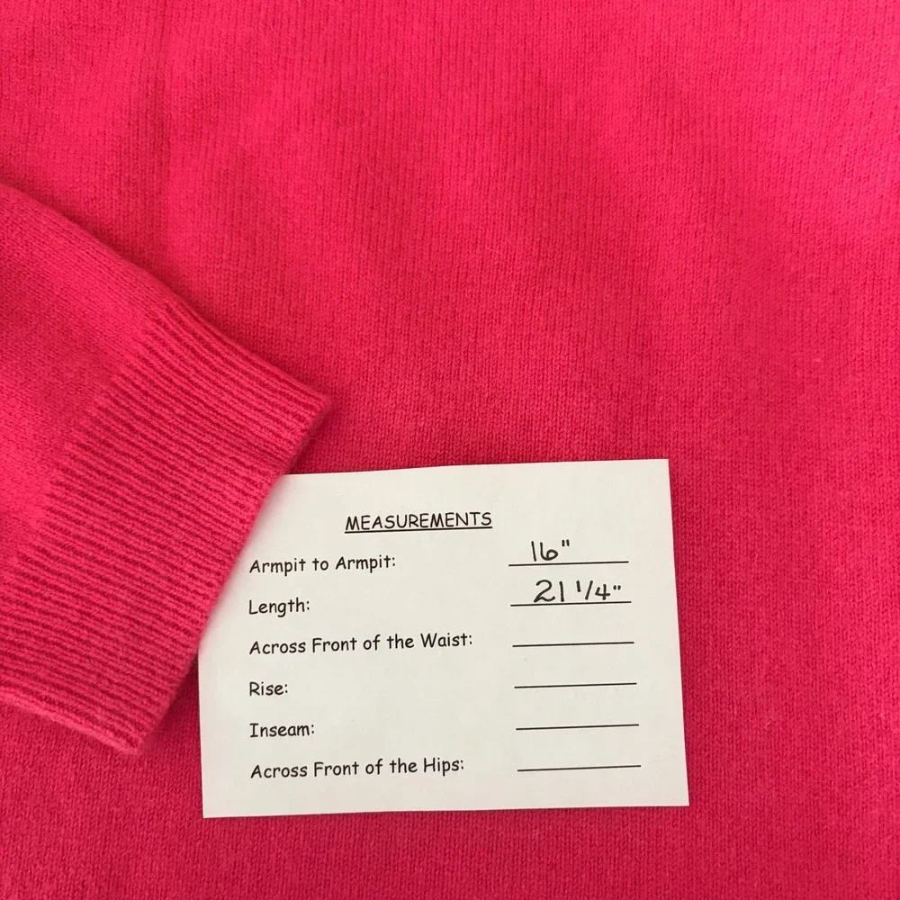 GARNET HILL Cashmere Sweater Scoop Neck Solid Pink Bright Pullover‎ X-Small